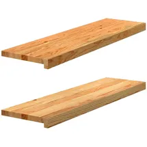 vidaXL Fensterbänke 2 Stk. Hellbraun 90x25x2 cm Massivholz Eiche, vidaXL