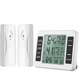 Kühlschrank- und Gefrierschrankthermometer, T-Audace Kabelloses Thermometer mit 2 Sensoren, akustischem Alarm, Min/Max, Innen- und Außenthermometer