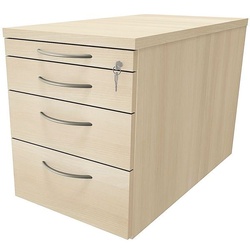 fm Büromöbel Schubladen Rollcontainer Tiefe 80 cm »Sidney« einheitliches Dekor braun, 43.4x54x80 cm