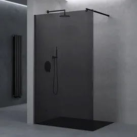 doporro Luxus Duschwand für Dusche Duschabtrennung Walk-In Dusche 8mm ESG-Sicherheitsglas vollgrau inkl. Nanobeschichtung Bremen01VG