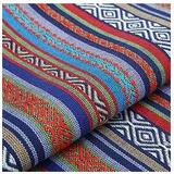AMateschitz Vintage Jacquard Stoffe Ethnischer Stil Patchwork Stoffe Ethno Drucken Möbelstoff Exotischer Blumenmuster Dekostoffe Meterware, Für Heimdekoration Nähen Quilt DIY Blau-Rot 1M