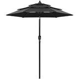furnicato Sonnenschirm mit Aluminium-Mast 3-lagig Schwarz 2 m