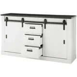 furn.design Büro Kommode "Stove" in weiß Pinie Sideboard 162 x 91 cm - Weiß, Dunkelgrau