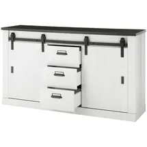 furn.design Büro Kommode "Stove" in weiß Pinie Sideboard 162 x 91 cm - Weiß, Dunkelgrau