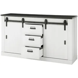 furn.design Büro Kommode "Stove" in weiß Pinie Sideboard 162 x 91 cm - Weiß, Dunkelgrau