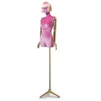 Schneiderpuppe Samt-Kleiderform, weibliche Büste, Mannequin-Torso, mit Farbiger Perücke, höhenverstellbare Schneiderpuppe, Kostümschmuck-Schaufenster (Color : Pink)