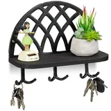 Relaxdays 2 x Schlüsselbrett, Ablage schwarz