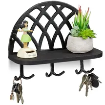 Relaxdays 2 x Schlüsselbrett, Ablage schwarz