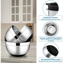 luxuskollektion Rührschüssel Set Edelstahl mit Luftdichtem Deckel Rutschfestem Boden