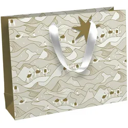 Clairefontaine 6x Geschenktasche Shopping, 37,3x11,8x27,5 cm, Excellia, Weihnachten/Sand - Gold X-32823-6C