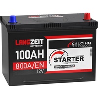 LANGZEIT ASIA Autobatterie 100Ah 12V 800A/EN ASIA Batterie Plus-Pol Rechts 30% mehr Startleistung ersetzt 95Ah 90Ah