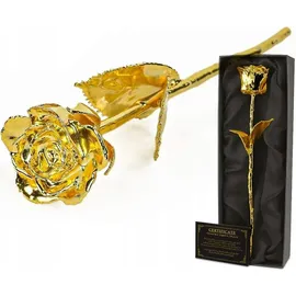 MikaMax Rose, 24 Karat Echtheitszertifikat – In 24K Gold getauchte echte Rose, 30 cm – Handgetaucht in Gold Frauen, Freundin, Valentinstag, Muttertag, Weihnachten
