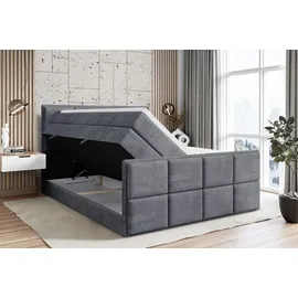 altdecor Boxspringbett mit Fußteil, 2 Matratzen und Topper - 160x200 cm - NOVA-Z KING - Dunkelgrau Samt - Polsterbett mit, H3- und H4- Matratzen, ... - Dunkelgrau