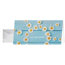 Sigel 10er-Pack Gutscheinkarten mit Umschlägen, »Daisy« DIN lang, blau, 22x11 cm
