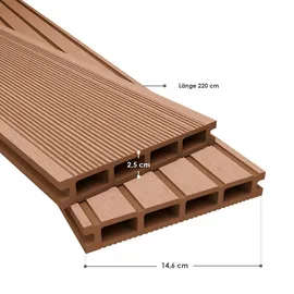 Juskys WPC Terrassendielen 220 cm teak