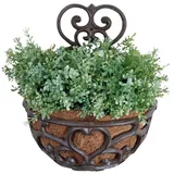Esschert Design Esschert Wandhalbschale, Wandschale mit Kokoseinlage, montierbarer Blumentopf, ca. 29 cm x 16 cm x 37 cm