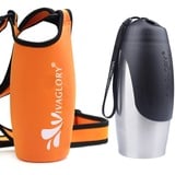 VIVAGLORY 750 ml Edelstahl Trinkflasche für Hunde & Neopren Flaschenträger Kombination, Hundetrinkflasche und Wasserflaschenhalter, Ideal für Wandern, Reisen mit Haustieren