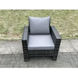 Hoher Rücken Rattan Gartenmöbel im Freien Einzelsofa Sessel Terrassenmöbel mit Kissen - Fimous
