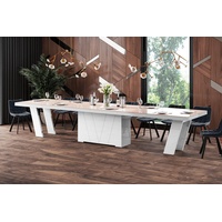 designimpex Esstisch Design Esstisch Tisch HEG-111 Hochglanz XXL ausziehbar 160 bis 412 cm braun|weiß