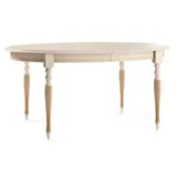 Casa Padrino Luxus Barock Esstisch Cremefarben / Gold 160-360 x 110 x H. 77,5 cm - Ovaler Ausziehbarer Massivholz Esszimmertisch - Barock Esszimmer Möbel