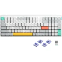 nuphy Air96 V2 Mechanische Tastatur Kabellos mit niedrigem Profil,100 Tasten RGB Hot-Swap Tastatur unterstützt 2.4GHz Wireless/Bluetooth/USB-C für PC/Laptop/Windows/Mac-White Gateron Wisteria Switch