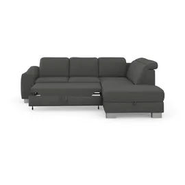 sit&more Ecksofa SIT & MORE "Dundee L-Form", grau, B:263cm H:86cm T:219cm, Sofas, Ecksofa, mit Federkern und Edelstahlfüßen, wahlweise mit Kopfteilverstellung