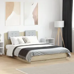 Bettgestell mit Kopfteil & LED-Leuchten Sonoma-Eiche 140x190cm