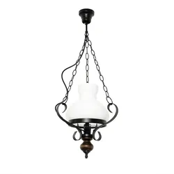 Licht-Erlebnisse Echt-Holz Hängelampe Glas Metall Landhausstil E27