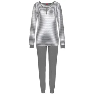 S.Oliver Damen Pyjama grau-meliert-ecru-gestreift Gr.36/38