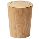 WHYATT Runder Mülleimer, Holz-Mülleimer mit Deckel, Müllrecyclingbehälter, Abfallbehälter, Papierkorb mit Deckel für Badezimmer, Gästetoilette, Küche Papierkörbe