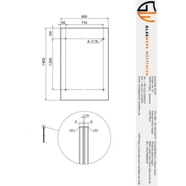 Buylando Glaswerk Westfalen- (stb)140x90cm Klar Glasvordach+halter