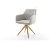 DELIFE Drehstuhl Greg-Flex Stripes Hellgrau Holzgestell kantig 180° drehbar, Esszimmerstühle