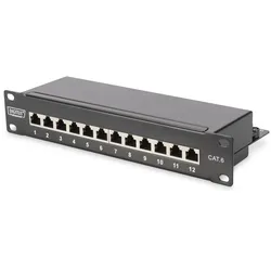 DIGITUS cat.6, Klasse E Patchpanel, geschirmt 12-Port Schwarz