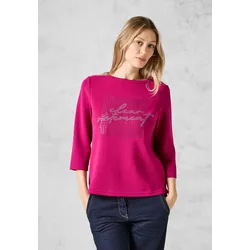 3/4-Arm-Shirt CECIL, Damen, Gr. XL (44), pink (jewel pink), Stoff, 49% Polyester, 45% Modal, 6% Elasthan, bedruckt, casual, normal normal, U-Boot-Ausschnitt, 3/4-Ärmel Bündchen, Shirts, mit U-Boot-Ausschnitt