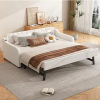 NIUAWASA Sofabett 90x200 cm Schlafsofa, Tagesbett mit Ausziehbares Rollbett und USB-Anschluss Modernen Sofa, Ohne Matratze (Beige)