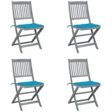 vidaXL Klappbare Gartenstühle 4 Stk. mit Kissen Massivholz Akazie