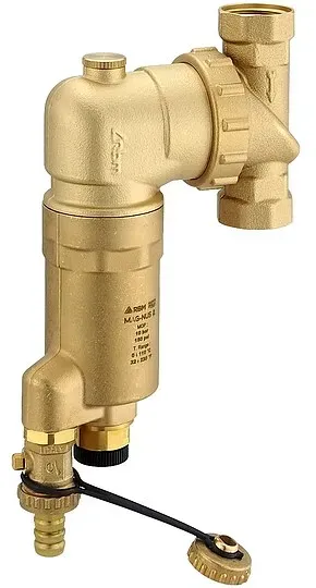 Magnetit- und Schlammabscheider MAGNUS - horizontal oder vertikal - bis 100°C / 10 bar - 2 x 1'' IG - mit KFE-Hahn für Entleerung