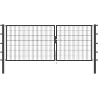 GAH Alberts Metallzaun Doppeltor für Doppelstabmatte Anthrazit z. Einbeton. 140 cm x 350 cm