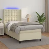 Maison Exclusive - Boxspringbett mit Matratze & LED Creme 90x190 cm Kunstleder - Creme