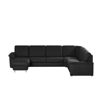 meinSofa Wohnlandschaft Leder Carolin , schwarz , Maße (cm): B: 330 H: 91 T: 240.0