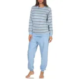 RELAX by Normann Frottee Pyjama Schlafanzug gestreift Blau 48/50