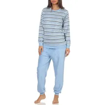 RELAX by Normann Frottee Pyjama Schlafanzug gestreift Blau 48/50