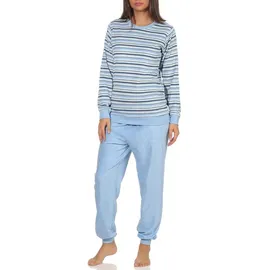 RELAX by Normann Frottee Pyjama Schlafanzug gestreift Blau 48/50