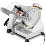 240W Elektrische Aufschnittmaschine, Kommerzieller Fleisch Allesschneider, Fleischschneidemaschine Lebensmittelschneider mit 25,4 cm-Kohlenstoffstahlklinge, 0-12mm Schnittdicke, Silber