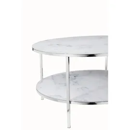 SalesFever Couchtisch mit 2 Ablagen Marmor-Optik | 80x45 cm