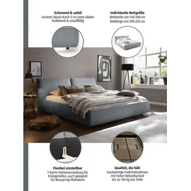 PLACES OF STYLE Polsterbett PLACES OF STYLE "Priora in 4 Breiten bis 200cm", grau (anthrazit), B:172cm H:100cm L:250cm, 95% Polyester / 5% Nylon, Betten, Polsterbett, auch in NaturLEDER, Cord, belastbar bis 280kg, auch Überlänge 220 cm