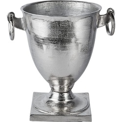MichaelNoll Dekoschale Pokal Schale Vase Deko Aluminium Silber Deko Luxus – Moderne Dekoration aus Metall – Tischdeko Hochzeit – für Wohnzimmer, Esszimmer oder Küche – XL 46 cm