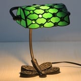 Uziqueif Bankerlampe grün, Tiffany Style Banker Lamp Schreibtischlampe Büro, Lampenschirm Glas, Nachttischlampe Für Schlafzimmer