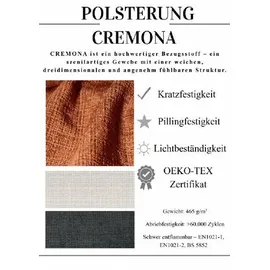 möbelfest Moebelfest Sienna Ecksofa U-Form Couch Dunkel Grau Webstoff - Dunkelgrau