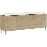 VidaXL Gartenbank mit Kissen Beige 110x30x40,5 cm Poly Rattan